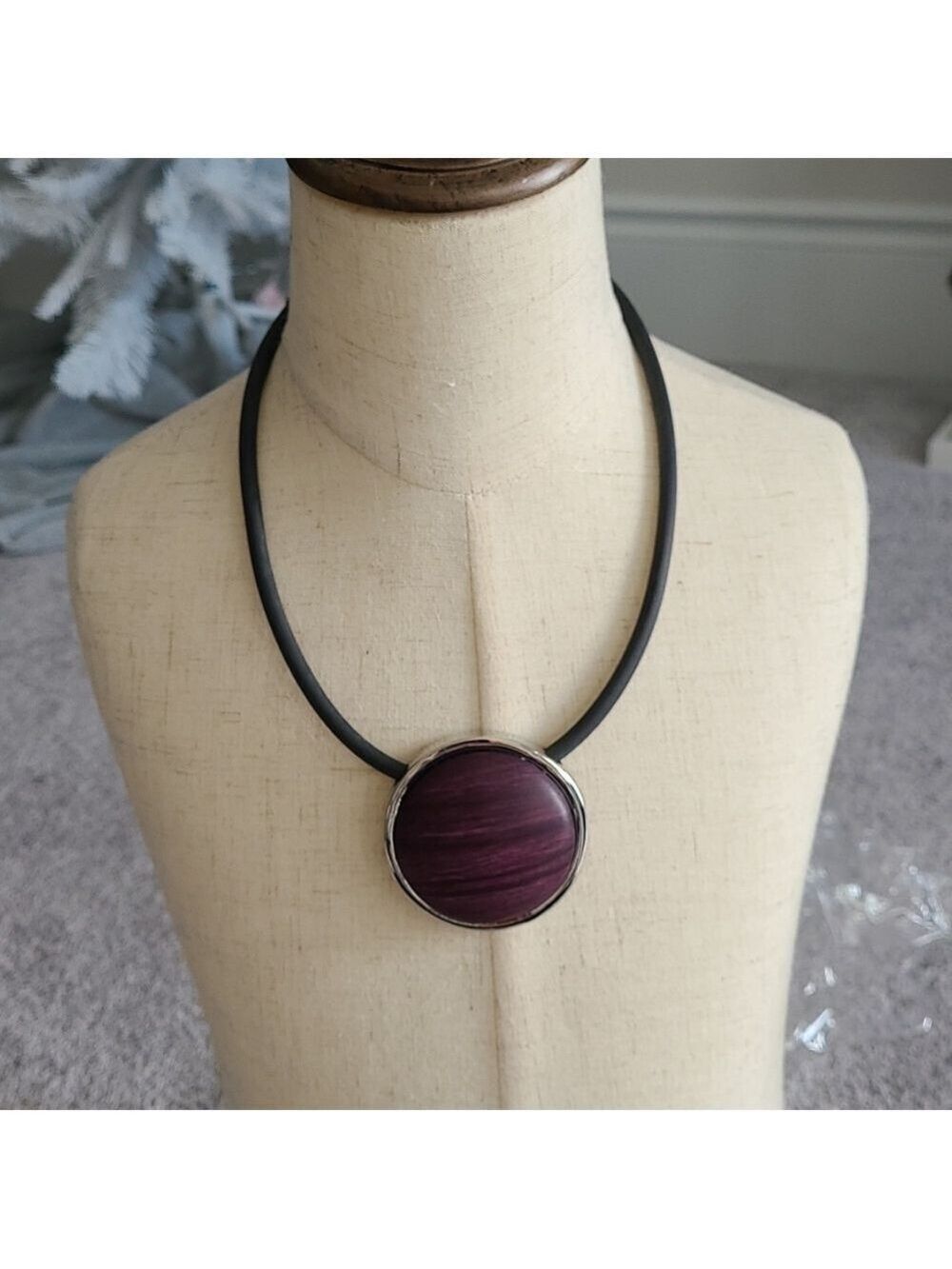 TRÏBE Faux Wood Disc Cord Necklace NWOT